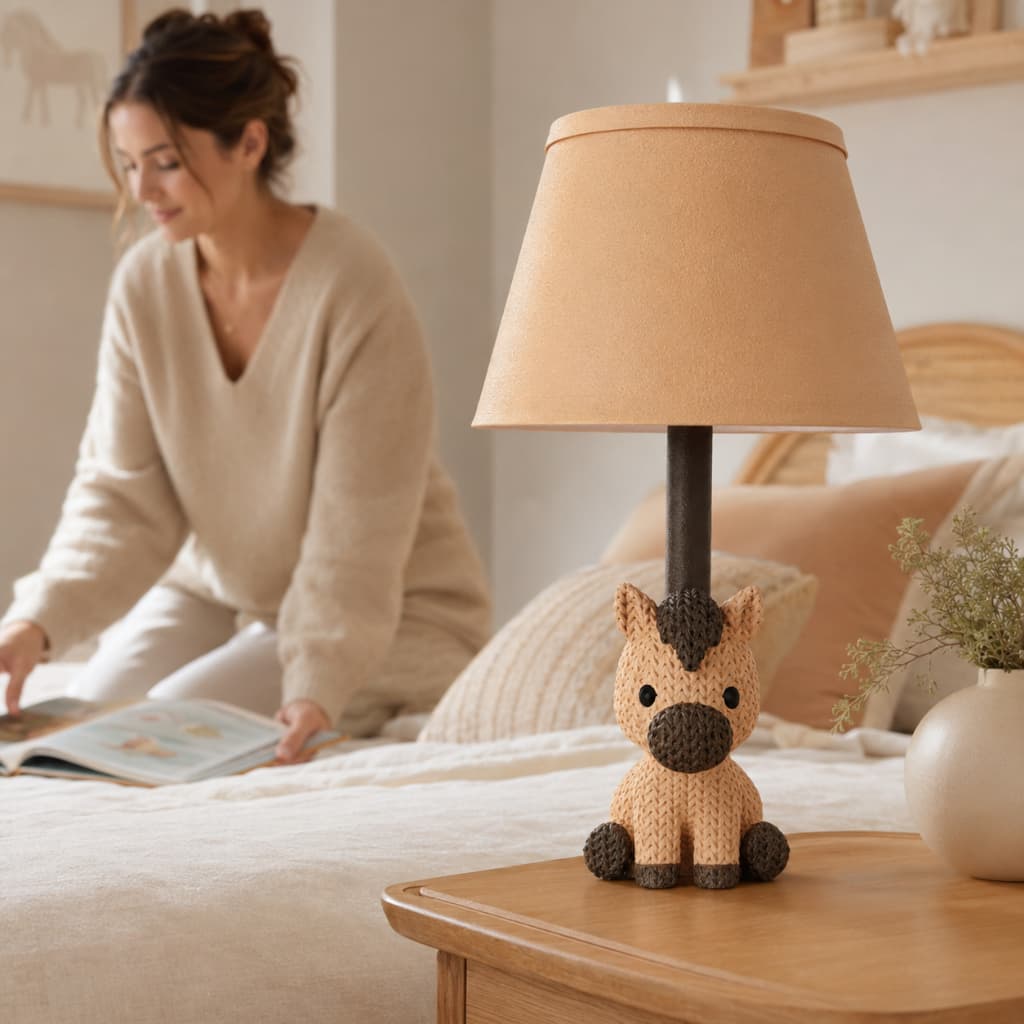 Luminária Infantil Cavalo Abajur Decorativo para Quarto de Bebê Tema Fazendinha 28 cmLuminária Infantil Cavalo Abajur De
