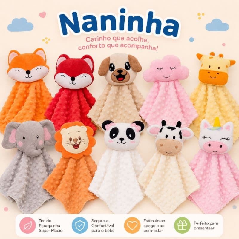 Naninha para bebê anti alérgico pipoquinha