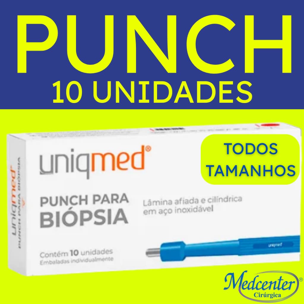 Punch Dermatológico p/ biopsia E Microdermal Piercing - Uniqmed c/ 5 ou 10 unidades