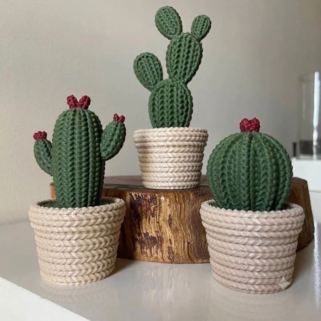 Kit Cactos Trico 3D | Cactos Decorativos para Casa, Escritório e Quarto,  Perfeito para Amantes de Plantas e Artesanato.