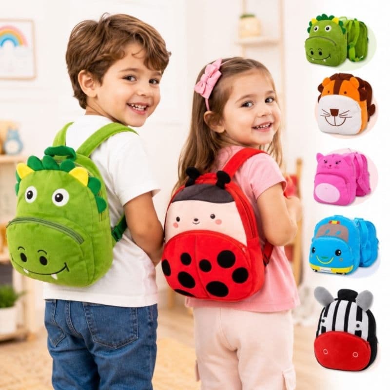 Mochila Infantil de Pelúcia Bichinhos Animais Escolar Creche Passeio