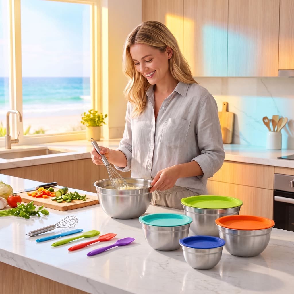 kit 5 bowl inox grande com tampa,Inclui 5 acessórios utensílios de cozinha