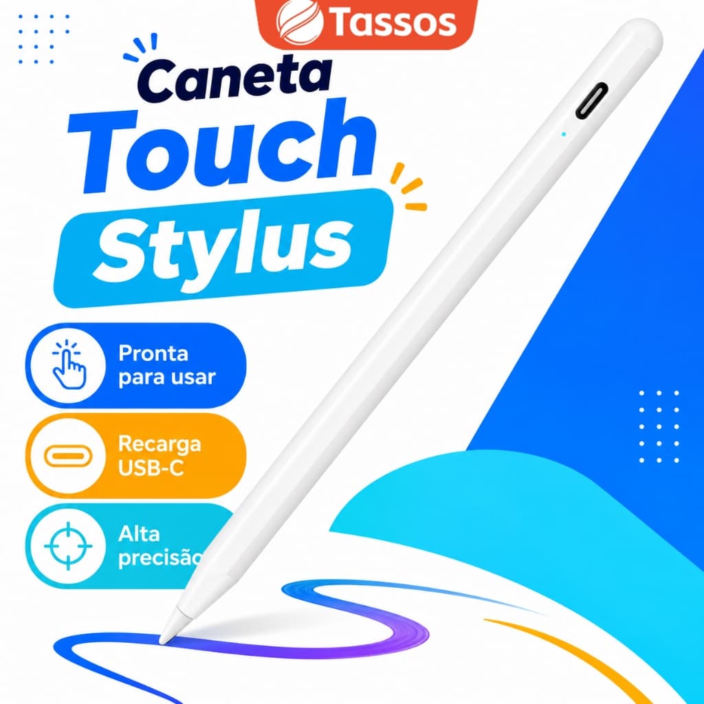 TASSOS Caneta Stylus iPad Pencil Rejeição da Palma Alta Precisão Touch Pen Compatível iPad Pro Air Mini 2018-2025