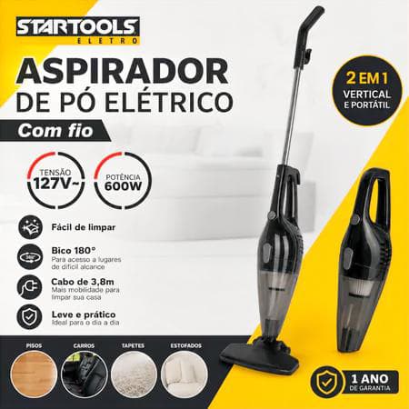 Aspirador Pó Vertical Portatil 2 Em 1 Com Fio Motor Potente 220V Limpeza Domestica Carro Moderno