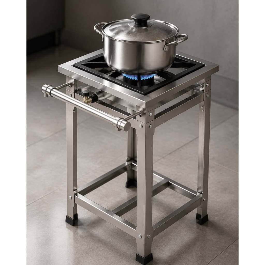 Fogão Industrial Aço Inox Alta Pressão 30x30 1 Boca Grelha de Ferro Fundido PROMOÇÃO