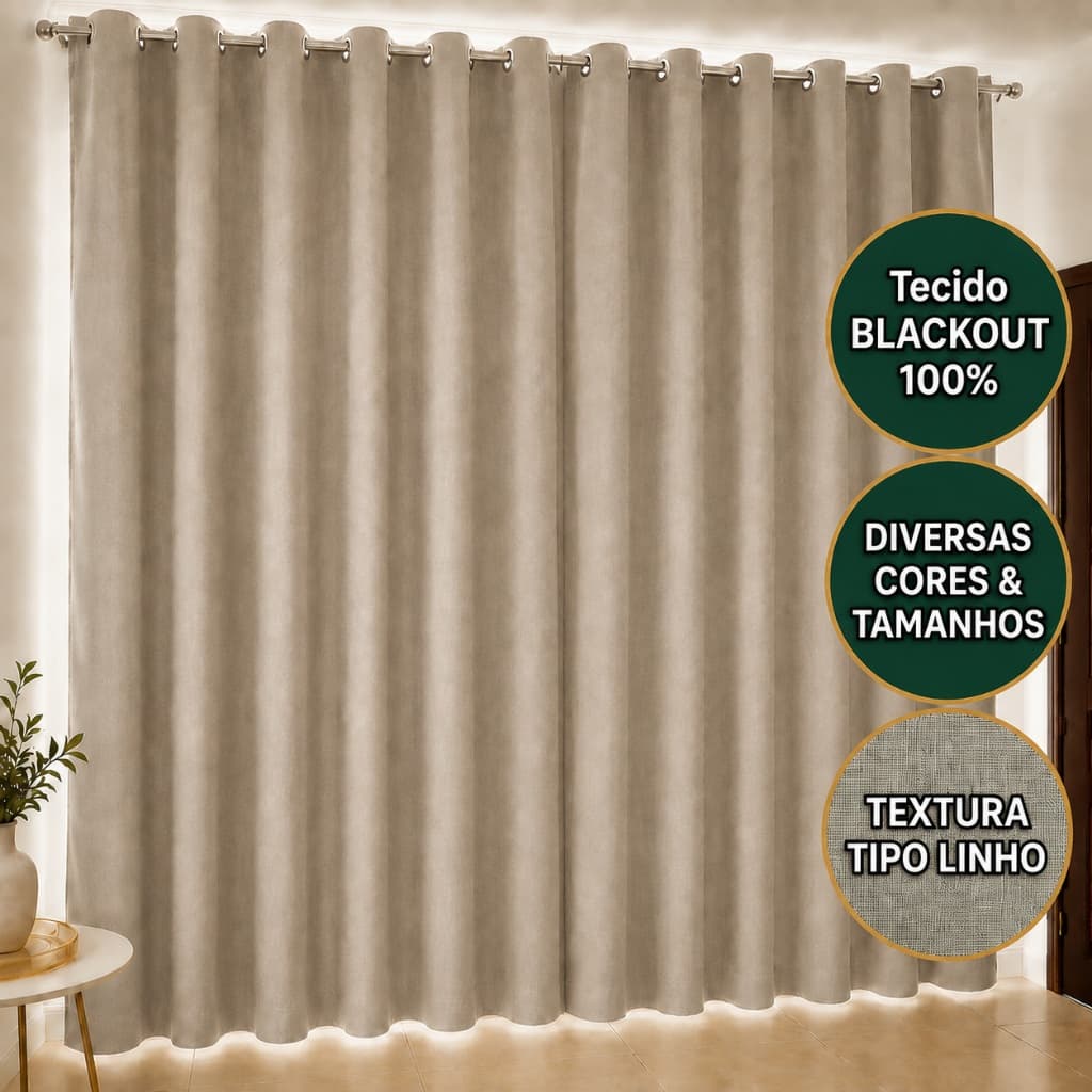 Cortina Blackout Para Quarto Tecido 100% Blackout Diversas Cores Tecido Em Alta Qualidade ilhós cromados