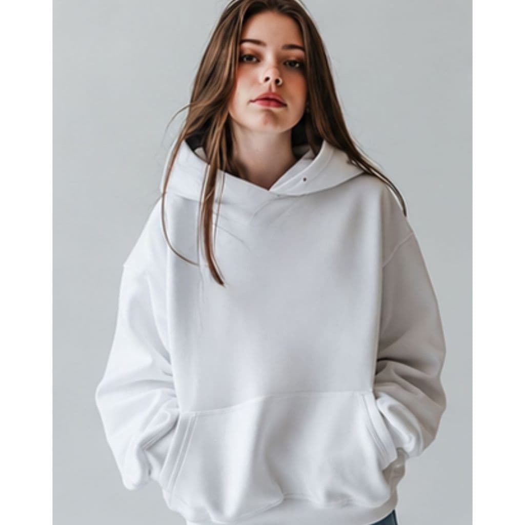 MOLETOM CANGURU UNISSEX ALGODAO LISO COM CAPUZ SEM CORDÃO BRANCO+