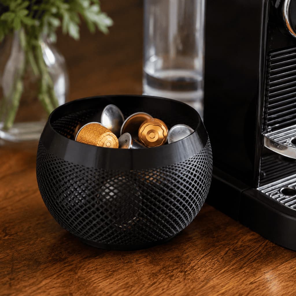 Porta Cápsulas de Café | 30 a 40 Cápsulas | Organizador Decorativo Bowl Vazado Preto Cantinho do Café