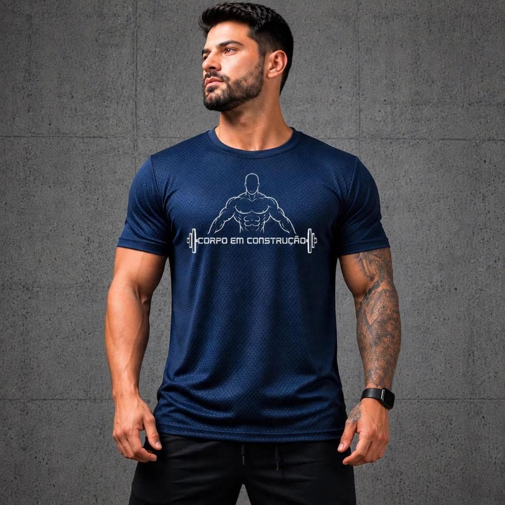 Camiseta Dryfit masculina Corpo em COnstrução Academia Musculação Crossfit Corrida Respirável Original da Avve Wear
