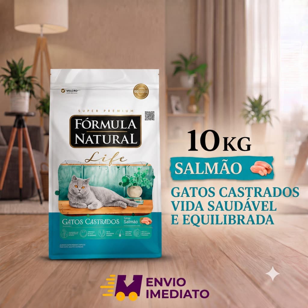 Ração Fórmula Natural Life para Gatos Castrados Salmão 10kg