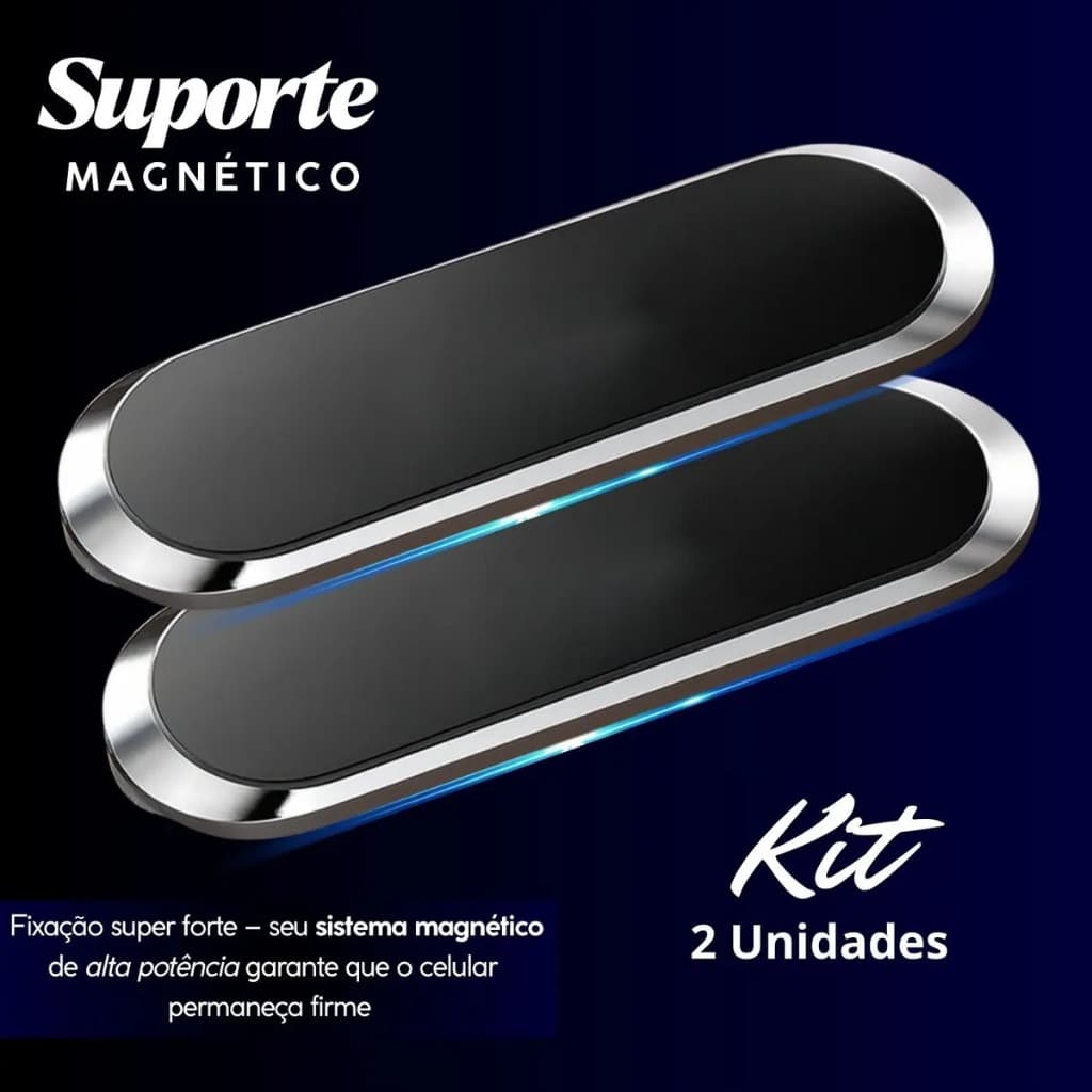 Kit 2 Suportes Celular Magnético Carro Imã Neodímio Potente Universal Automotivo Premium Par
