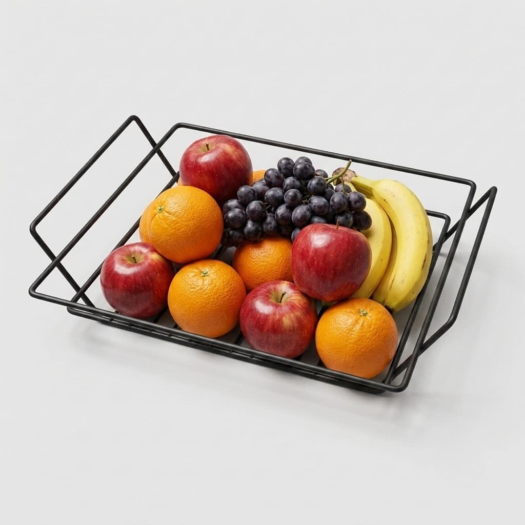 Fruteira Aramada Organizador de Frutas Pães Legumes para Cozinha Moderna Cesto de Frutas Preto