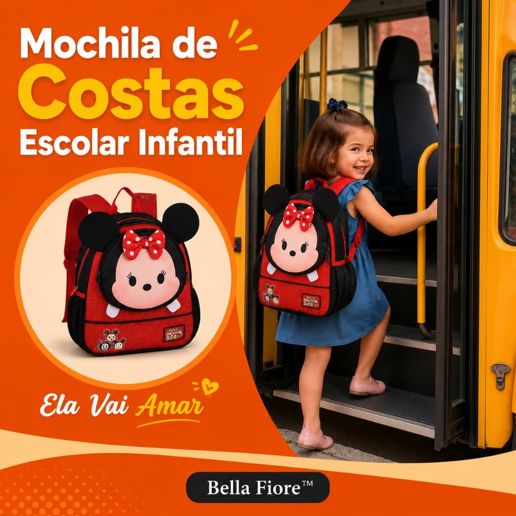 Mochila Escolar Infantil Costas Luxo Resistente Leve - Alça de Mão e Alças de Costas