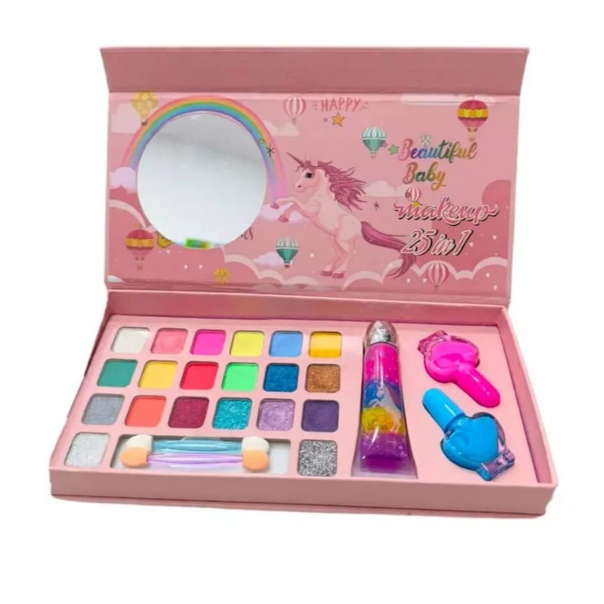 Kit Maquiagem Unicórnio Infantil com Gloss e Esmalte