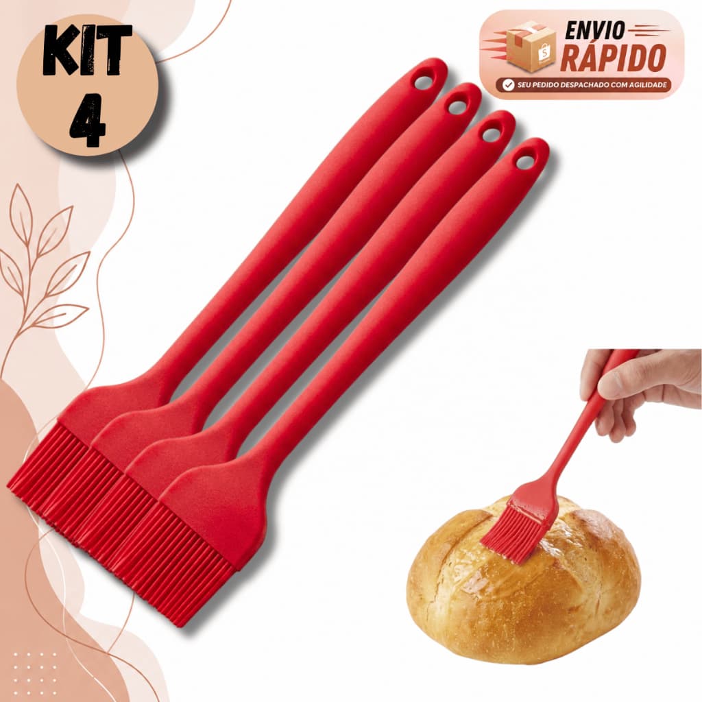 Kit Pincel De Silicone Culinário Profissional Cozinha Untar Formas Churrasco Resistente Ao Calor 26cm