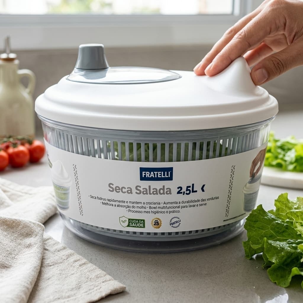 Centrífuga Salada Secador De  Verduras Manual 2,5L Colocar Folhas Salada