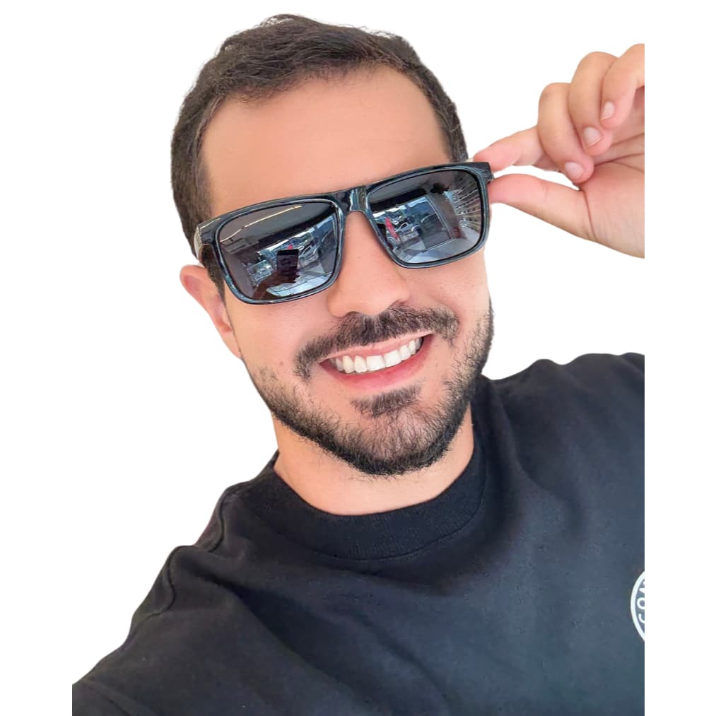 Óculos de Sol Masculino polarizado Univision Retangular Preto brilho UV400 Moderno Casual Esportivo