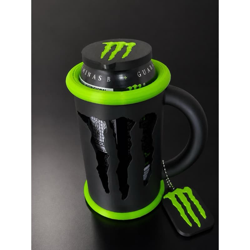 Copo Monster com nome Personalizado  Abridor de Latas + Tampa para Garrafa | Copo para Bebidas