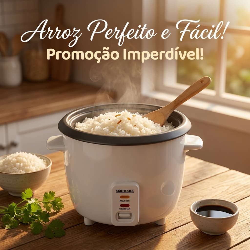 Panela de Arroz Elétrica 1,3L Branca Compacta Cozinha Fácil Uso Prático Bivolt 127v/220v para Arroz Soltinho Dia a Dia