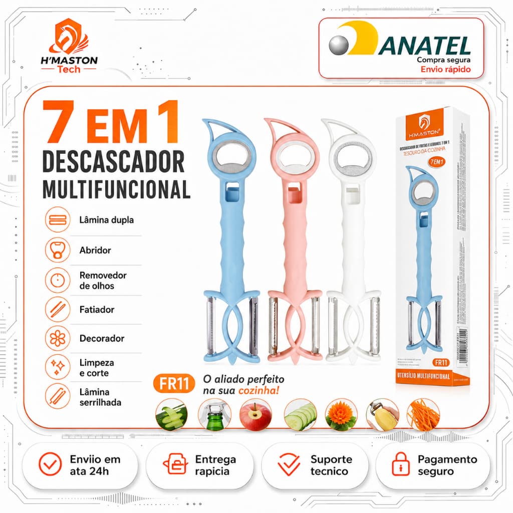 H'Maston Descascador De Legumes Profissional Descascador De Verduras E Legumes 7em 1 Descascador De Batata FR11
