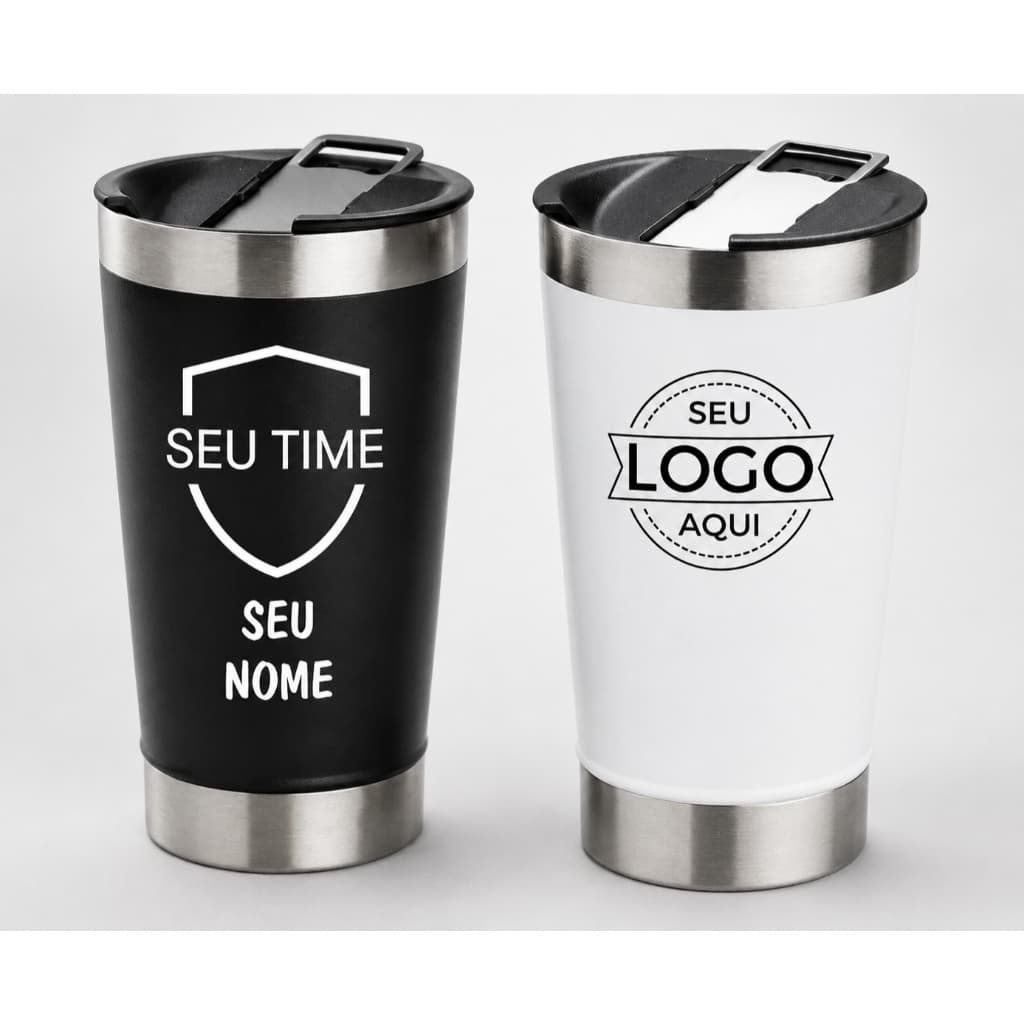 Copo Térmico Personalizado com Nome, Foto ou Logo, Tampa, para Bebidas Quentes e Frias, Presente Criativo