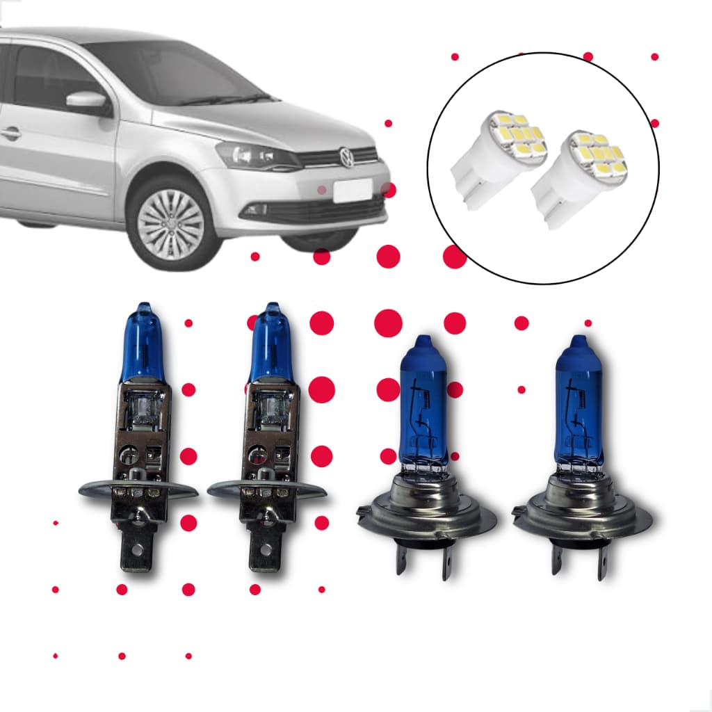 Kit de Lâmpadas Halógenas Super Branca Farol Alto H1 e Baixo H7 para Voyage 2009 2010 2011 2012 2013 2014 2015 2016
