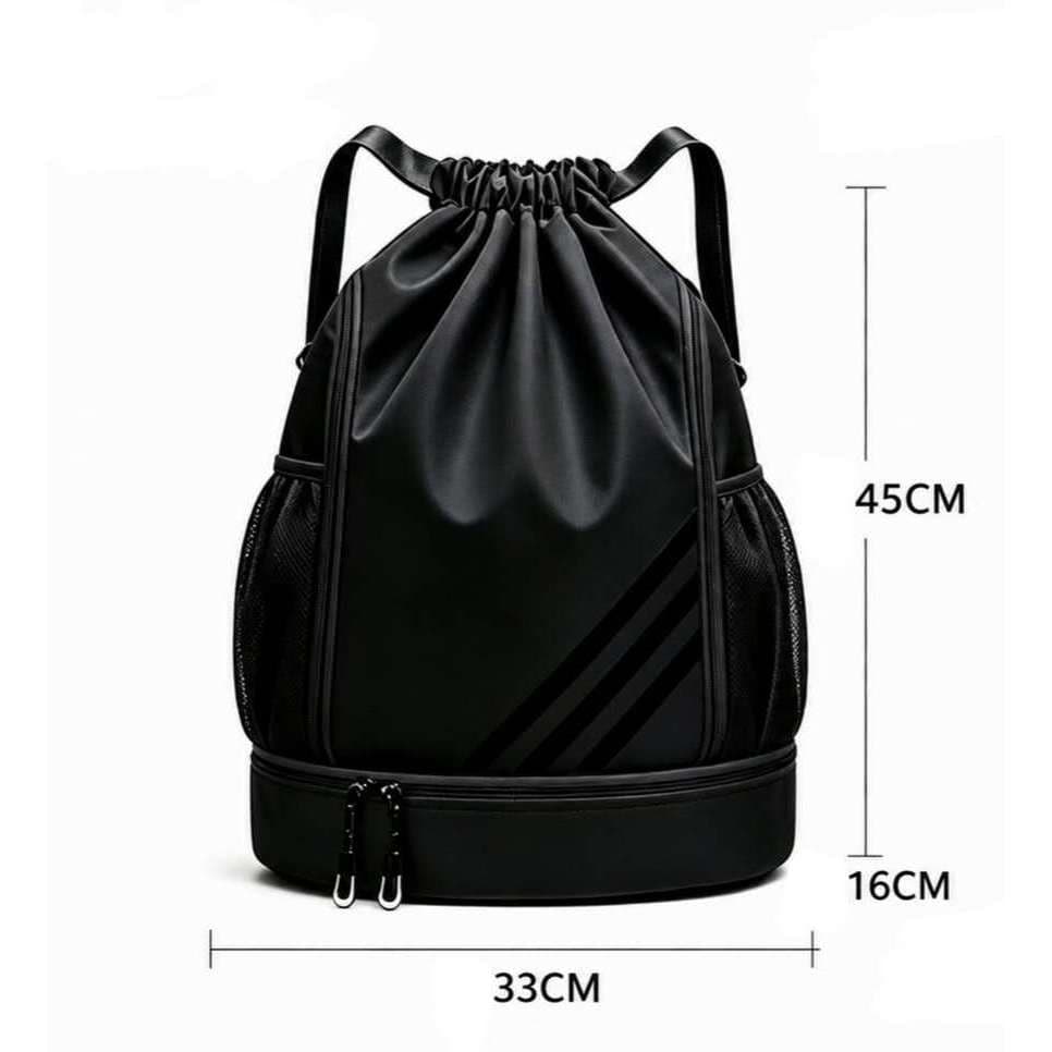 Mochila Saco Impermeável Academia com Porta Tênis Unissex Grande Preta