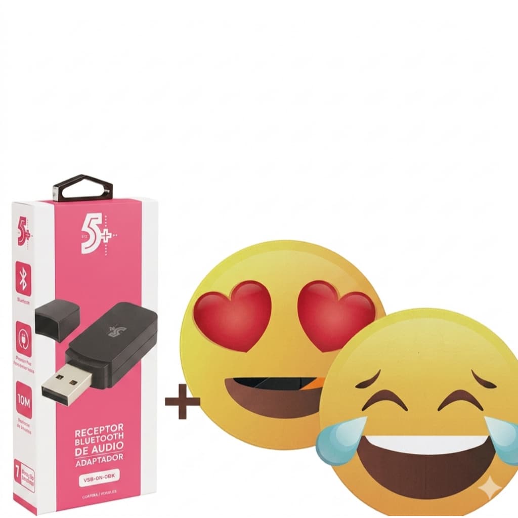 Mouse Pad Emoji divertido + Adaptador Receptor Bluetooth de aúdio,música, alcance de até 10 metros
