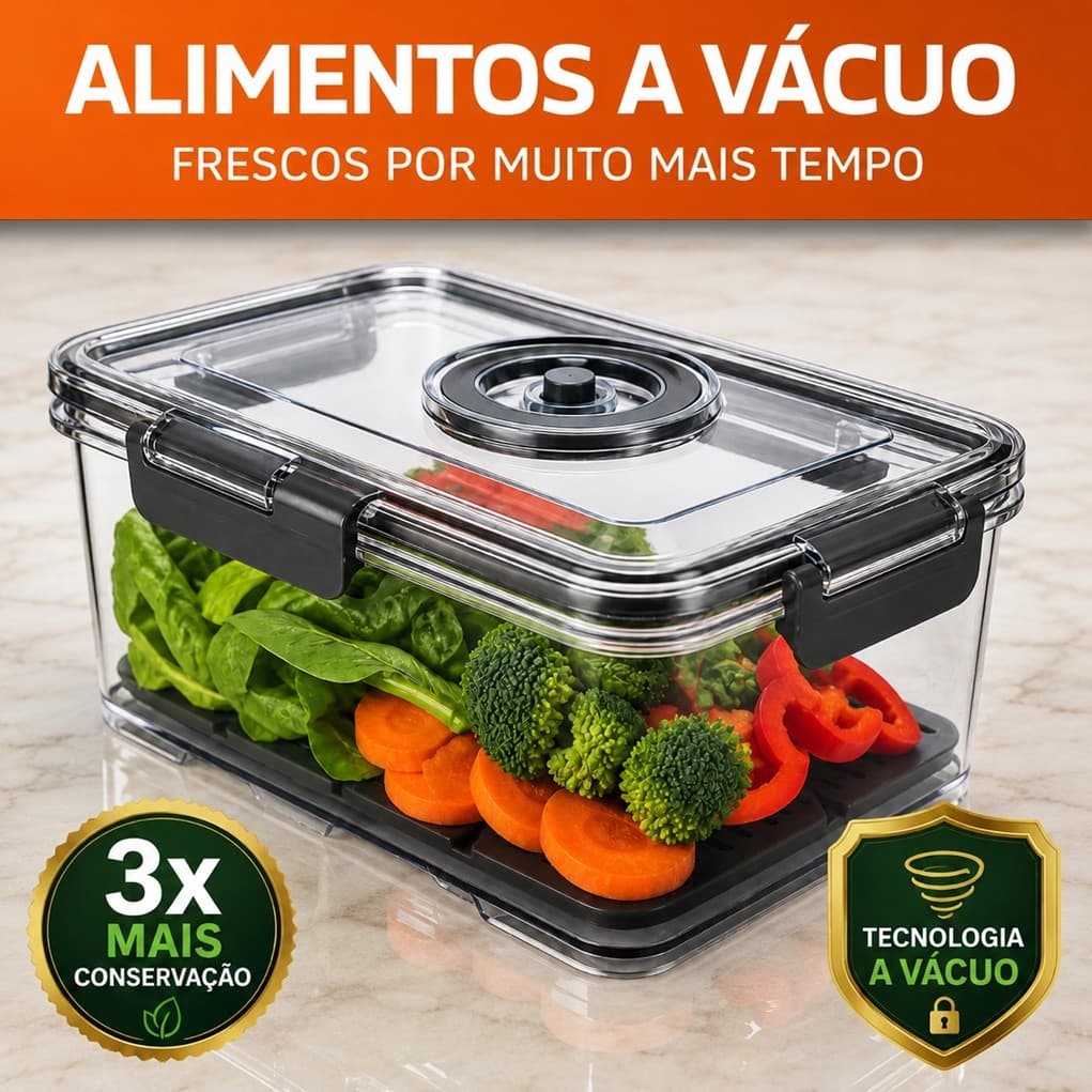 Pote Hermético a Vácuo 2L Premium c/ Bomba Manual • Conserva Alimentos e Mantimentos Sem Desperdício