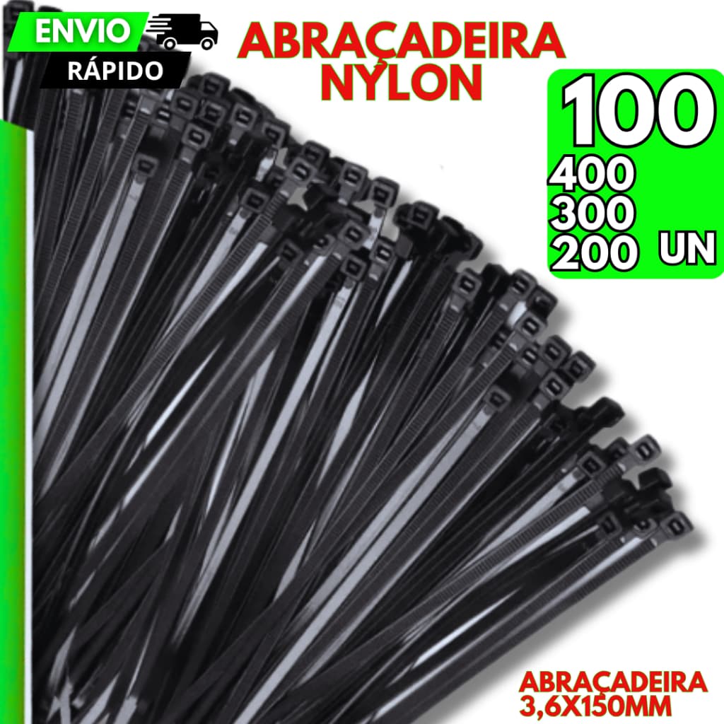 400/300/200/100 Abraçadeira Nylon Enforca Gato 15cm 3,6mm Cintas Plásticas Preto Fita Hellermann