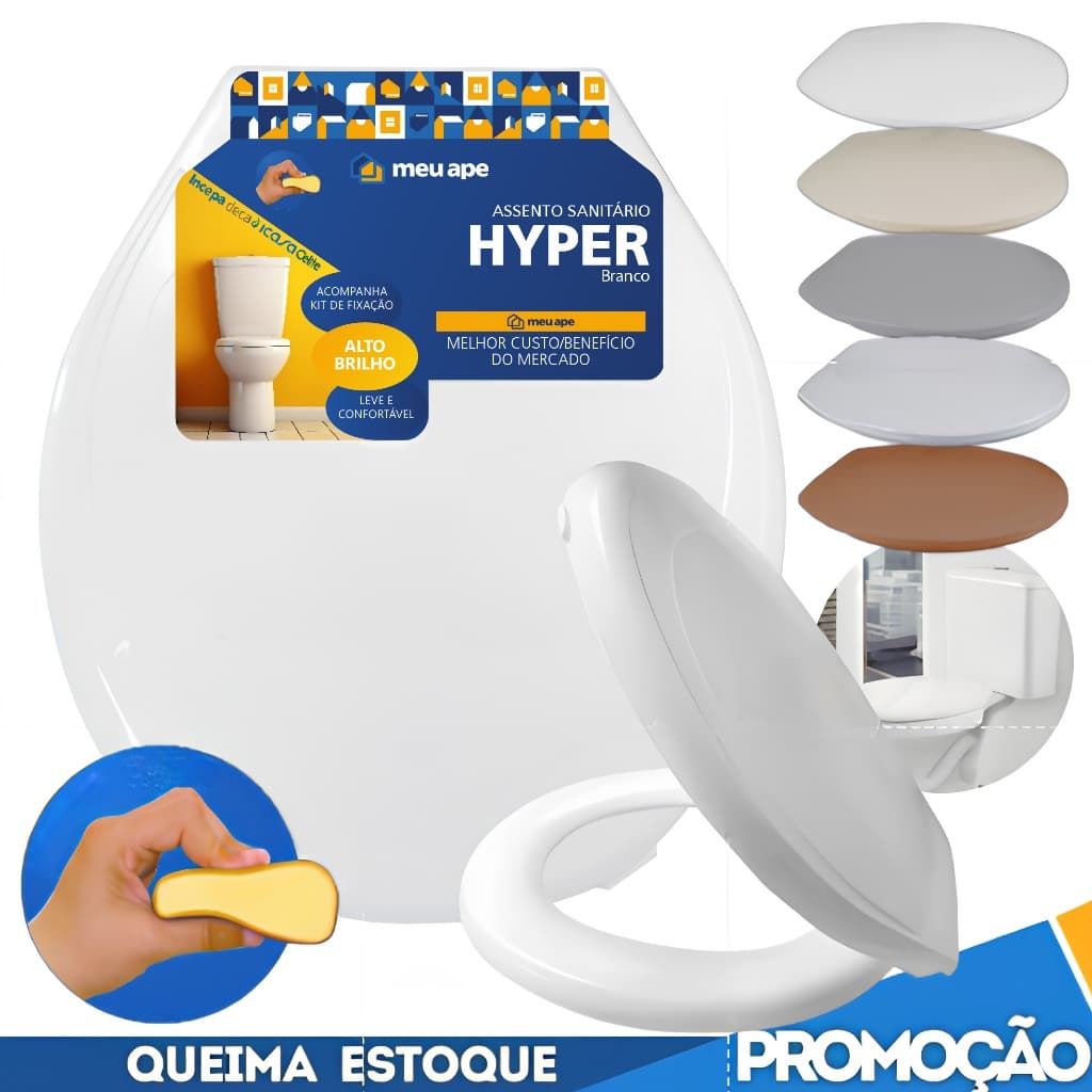Assento Sanitário Tampa Vaso Almofadado Hyper Oval Redondo Deca Celite Icasa Hervy Incepa Meu Ape