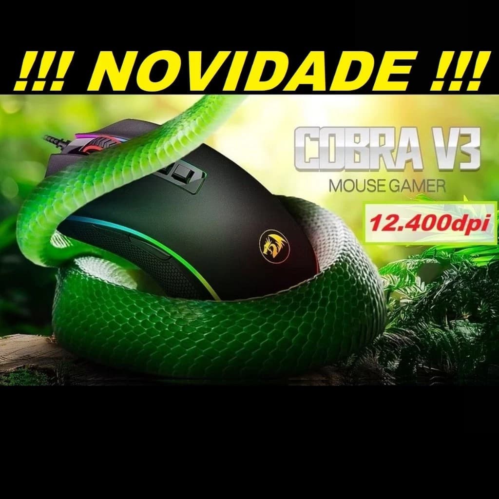 Mouse Gamer Redragon Cobra M711 V3 12400dpi 7 botões led RGB + cx plastica Com Fio USB Origina