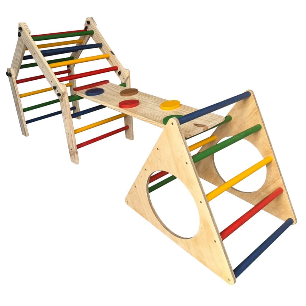 Triangulo Montessori Duplo Colorido Com  Rampa e Triangulo Fixo Colorido