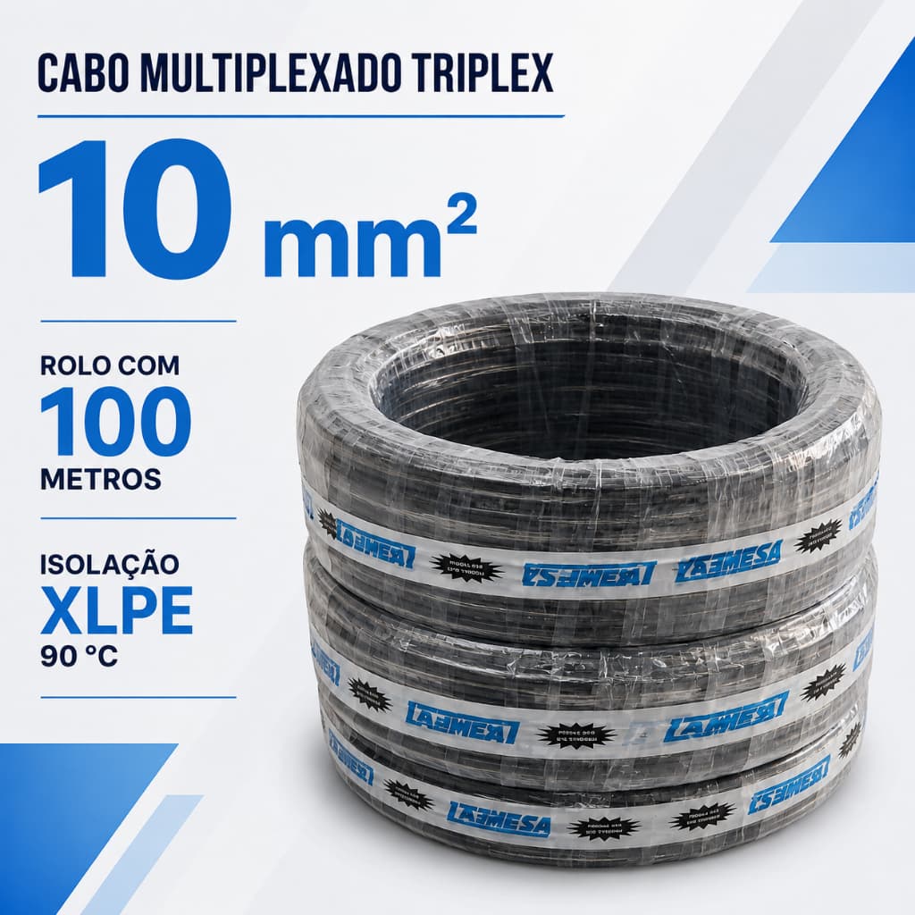Cabo  Triplex  10mm  Neutro Isolado - 100 Metros