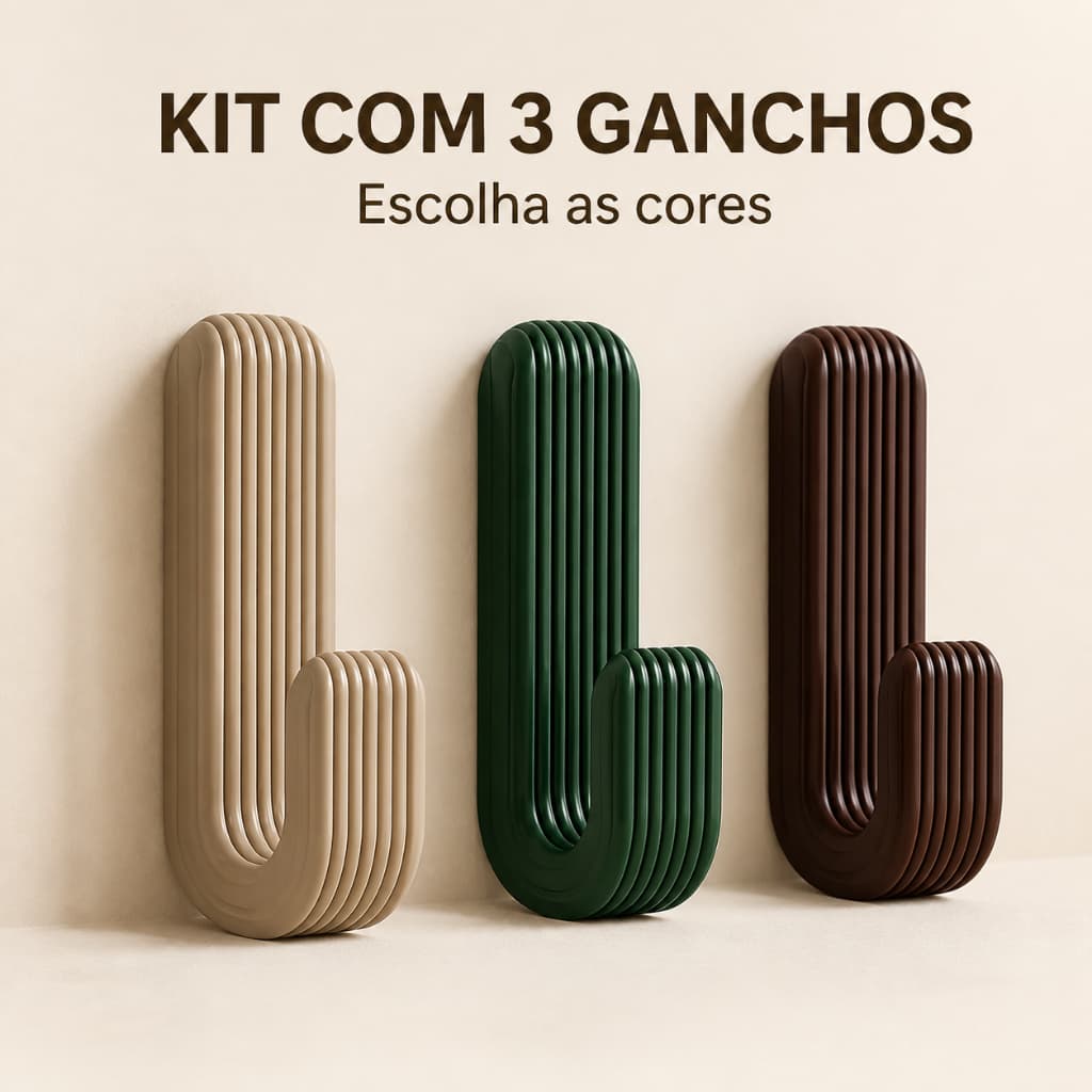 Kit 3 Ganchos Simples de Parede com Fita 3M Adesivo Multiuso Sem Furar Gancho parede