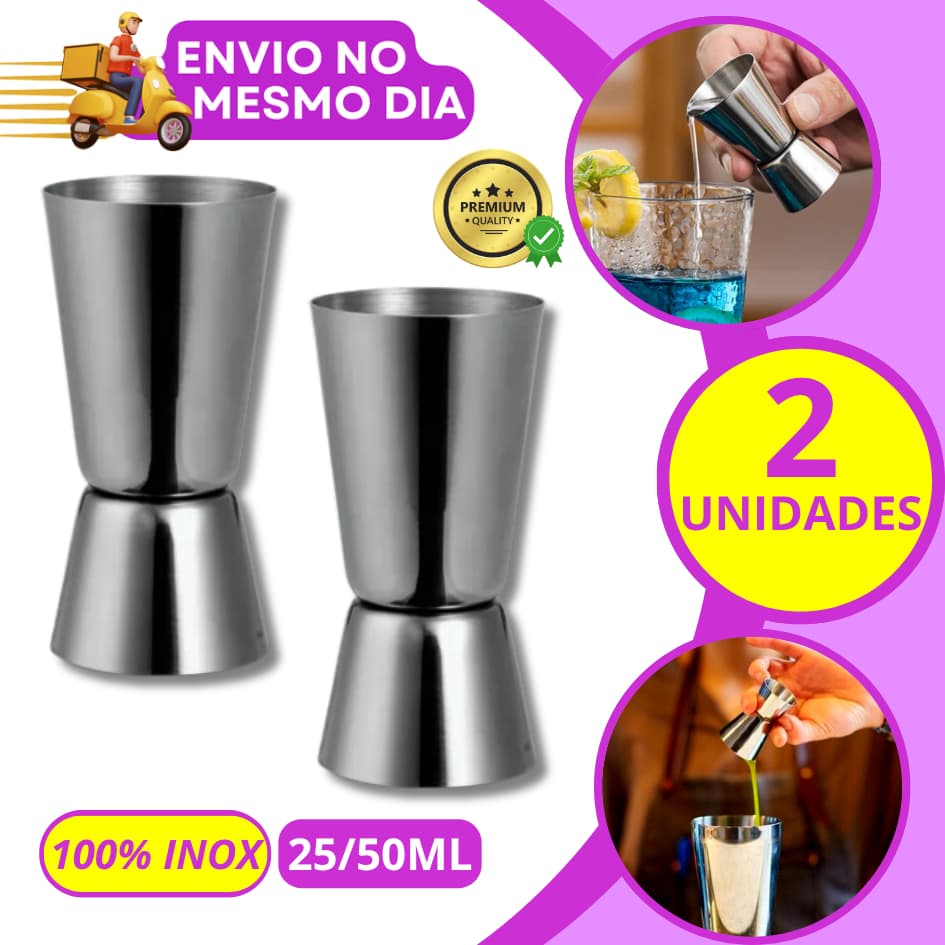KIT 1/2/3 Medidor Dosador Duplo 25/50ml de Bebidas em Aço Inox Jigger Drinks Coquetéis Bartender Bar