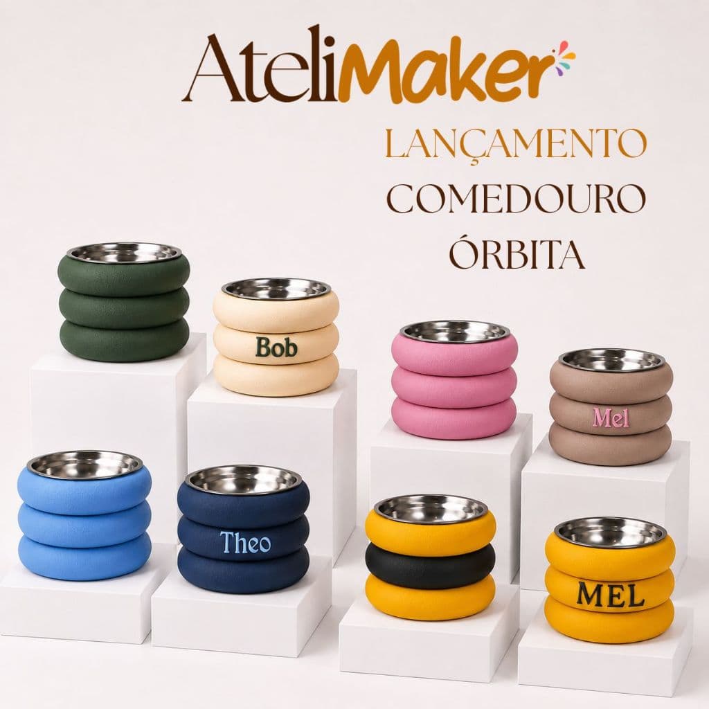 Comedouro Elevado Pet Premium Design Inox Personalizado Com Nome Cachorro Gato Bebedouro Alimentação Premium