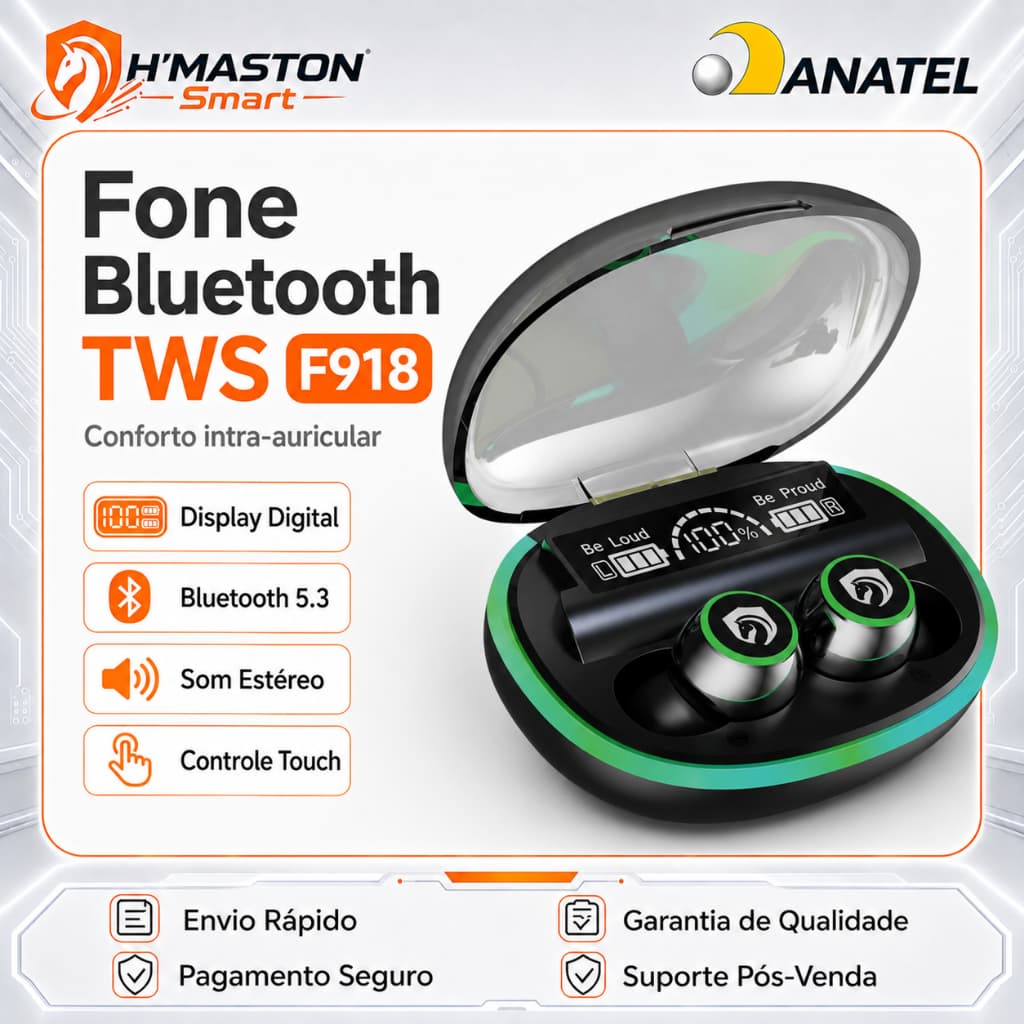 H'maston F918 Fone De Ouvido Bluetooth Sem Fio Fone Sem Fio Bluetooth Fone Bluetooth Sem Fio