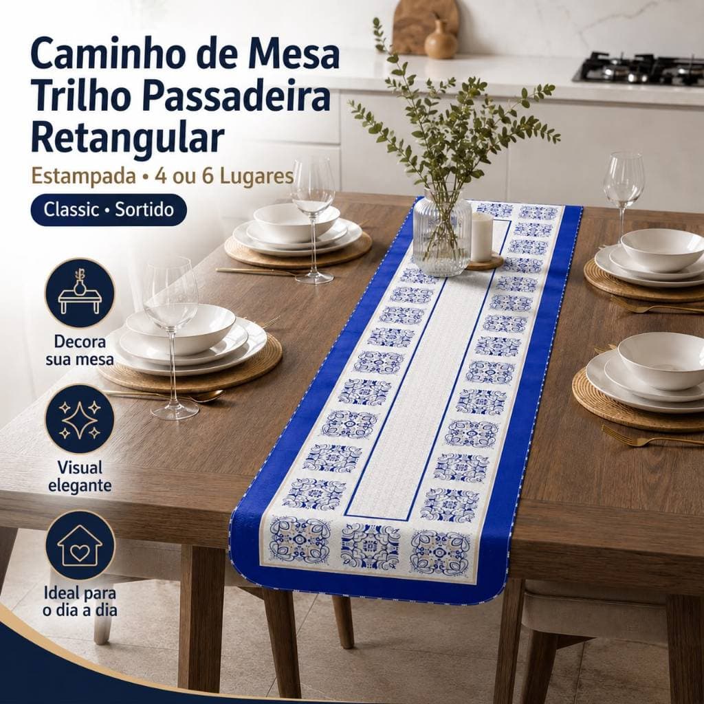 Caminho Trilho de Mesa Decorativo Classic 1,40cm x 40cm Decoração - SORTIDOS