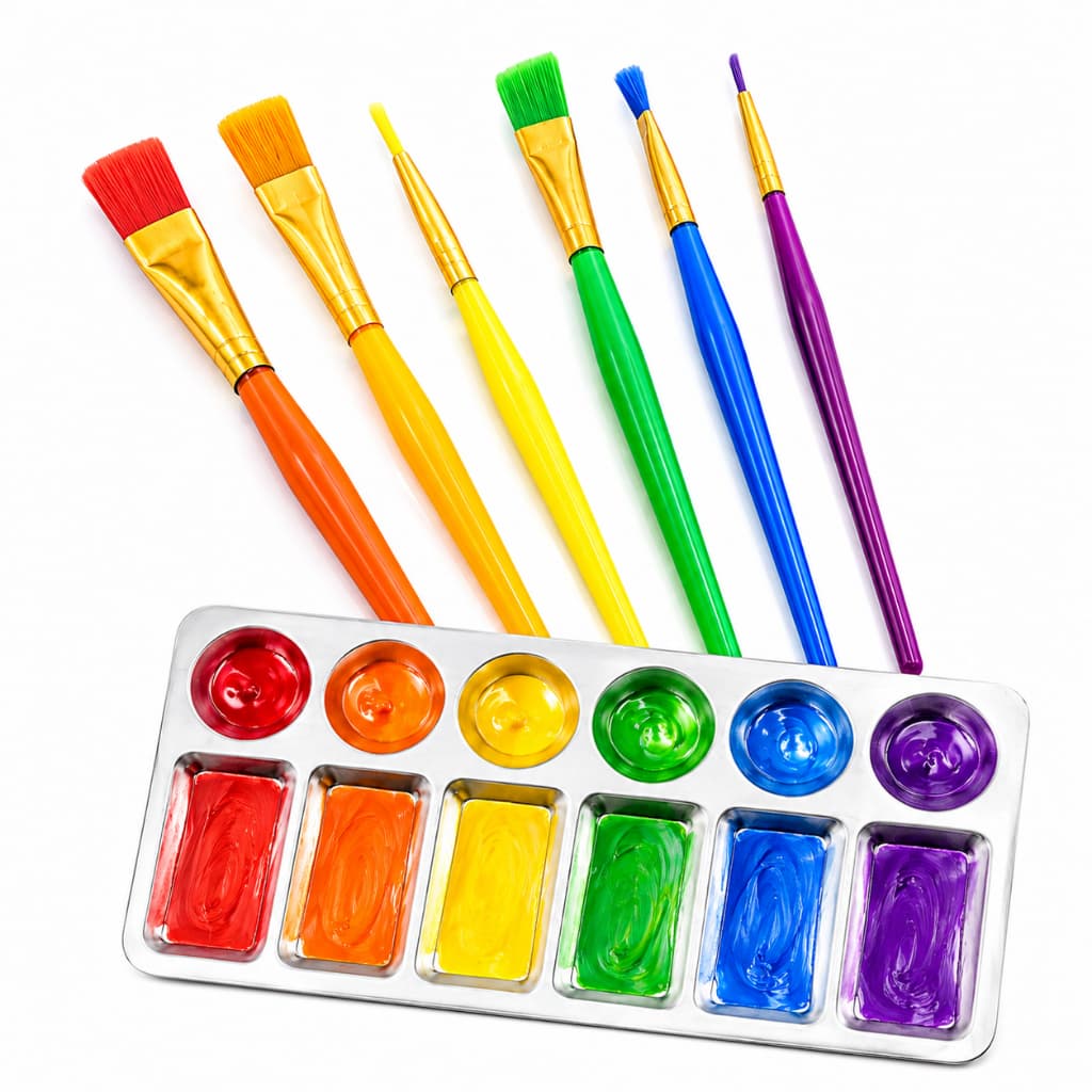 Kit Pincéis 6 Pçs Pintura Artística Colors  + Godê Alumínio