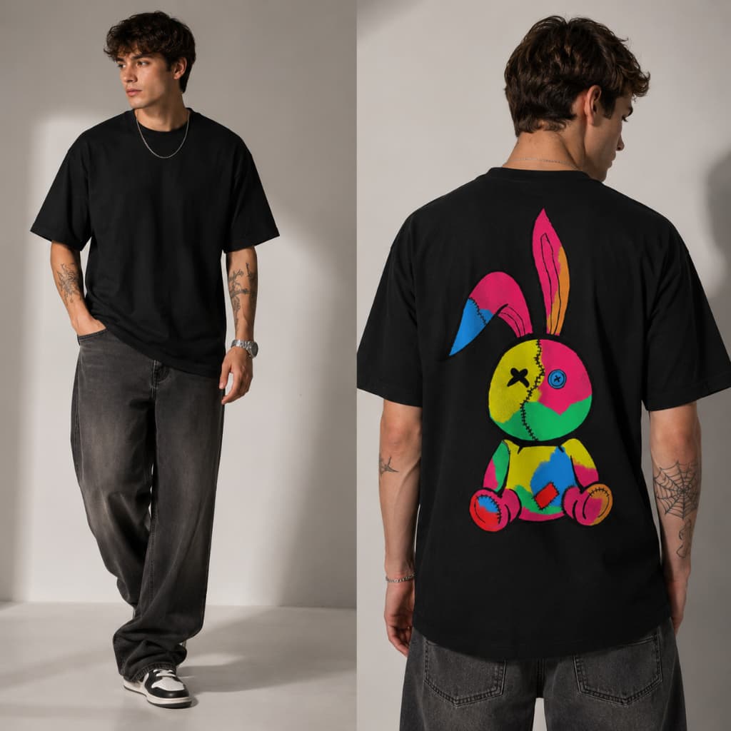 Camiseta Masculina Coelho Grafite - 100% Algodão Premium Streetwear Rua Estiloso