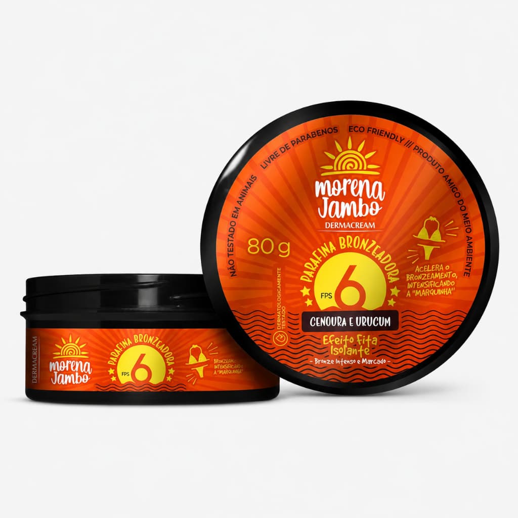 Parafina Morena Jambo Bronzeadora Cenoura e Urucum Efeito Fita Isolante FPS6 80g - Dermacream