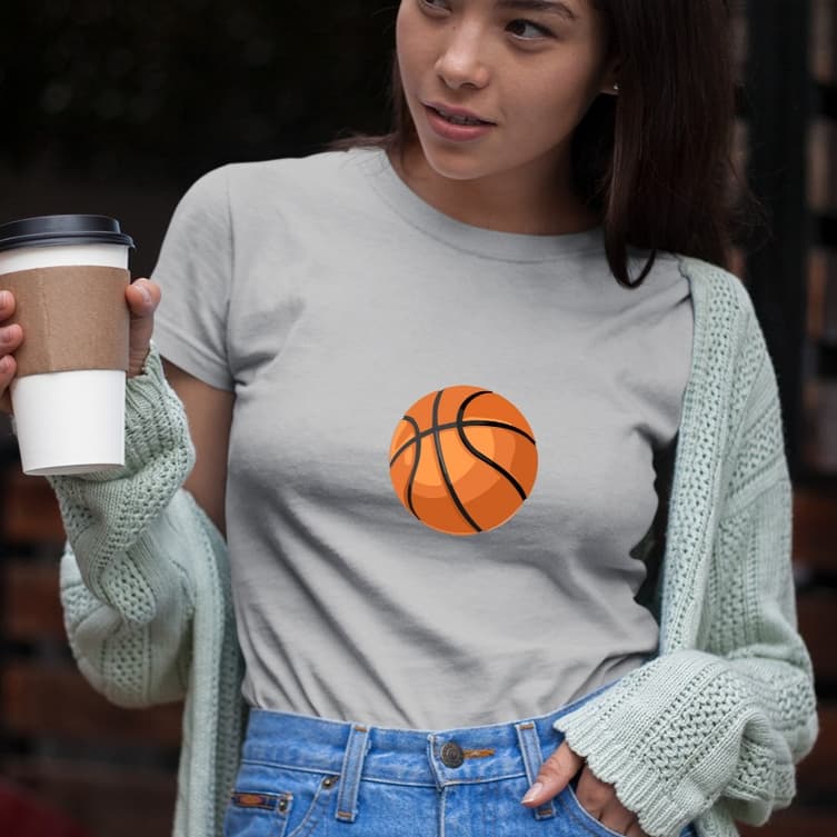 Camiseta Feminina Babylook t shirt bola de basquete jogo esporte 100% Algodão