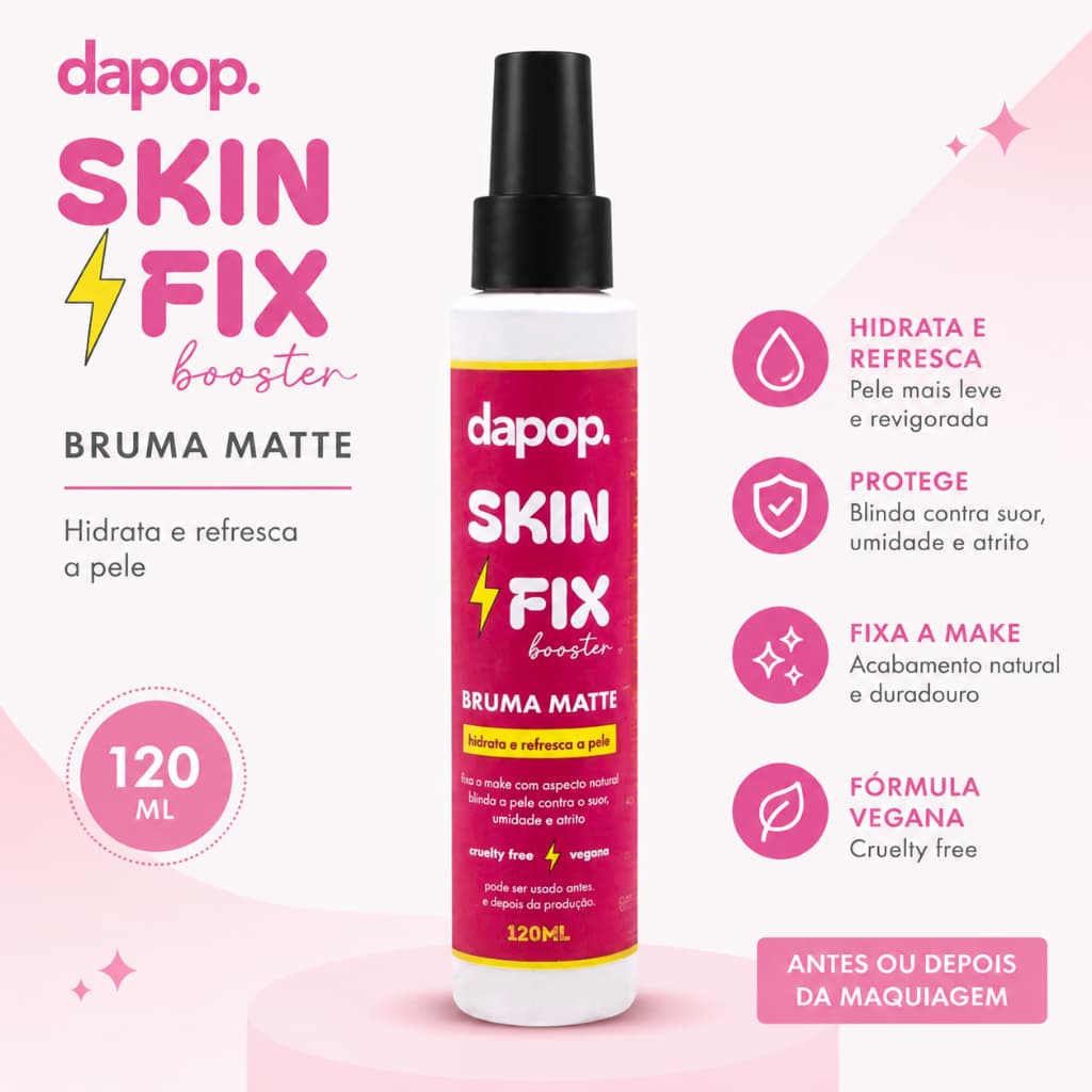 Bruma Dapop Matte Skin Fix 120ml Hidrata Fixa e Refresca a Pele