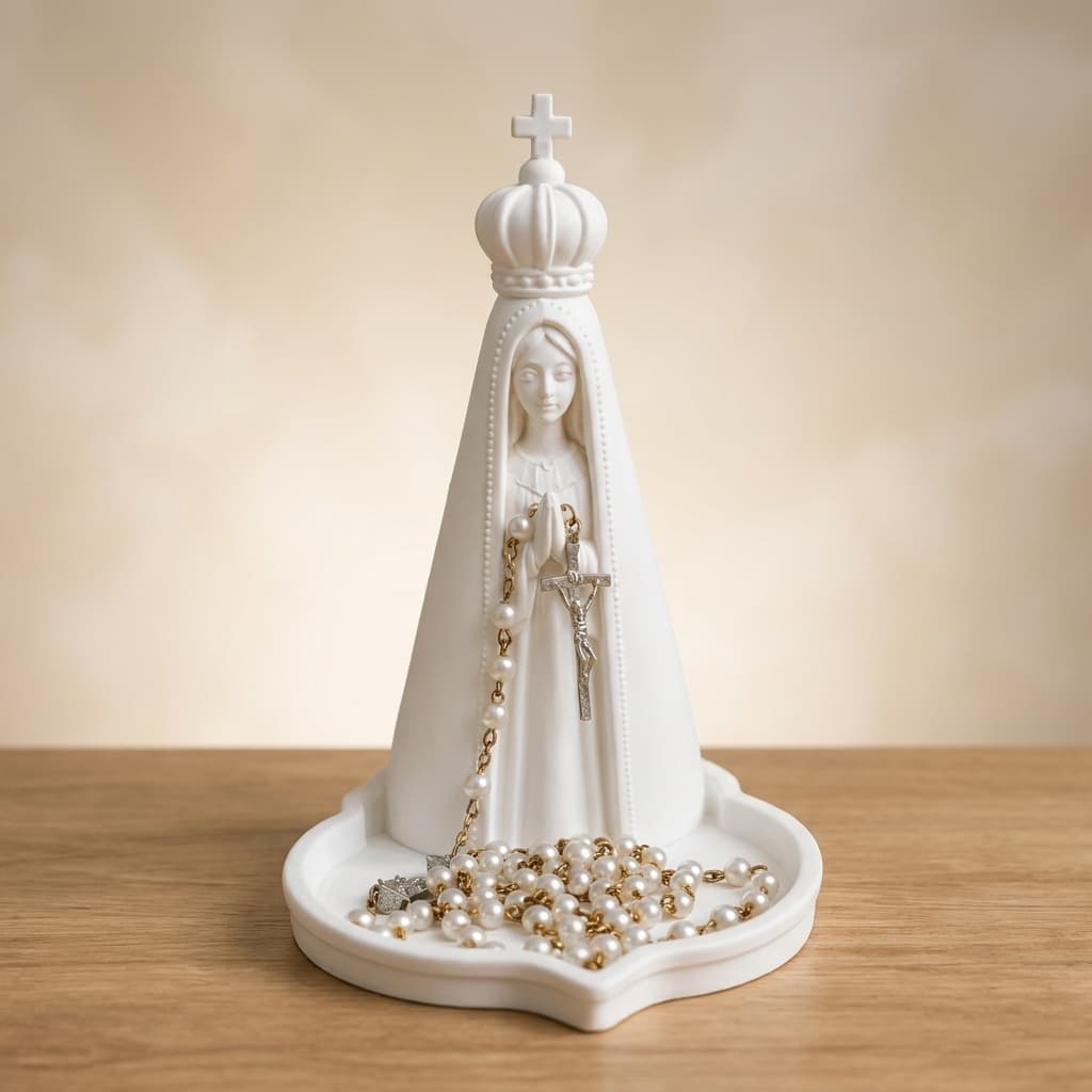 Porta Terço Nossa Senhora De Fátima 15cm Imagem Premium