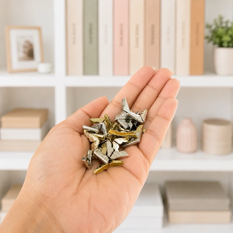 ✨ Cantoneira Metálica Decorativa para Álbuns e Livros | Protetor de Canto | Acabamento Vintage