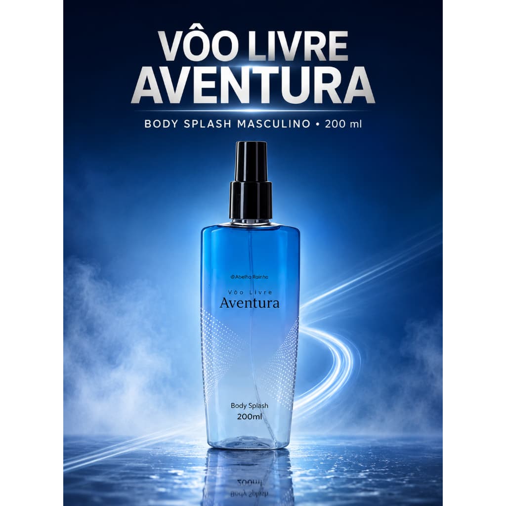 Body Splash Masculino Vôo Livre Aventura Abelha Rainha 200ml Perfume Corporal Spray Fragrância Refrescante Uso Diário AR