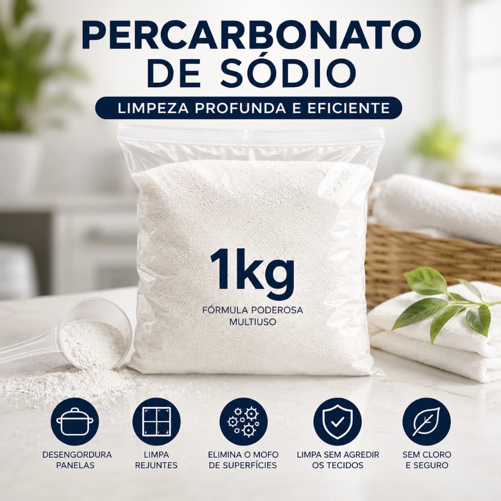 Percarbonato De Sódio Alvejante 500g 1kg, 2kg e 3kg Tira Manchas Roupa Branca e Colorida