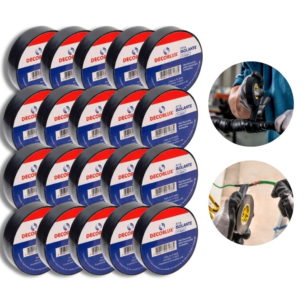 Kit 20 Fita Isolante Decorlux 20 Metros Antichama Preta