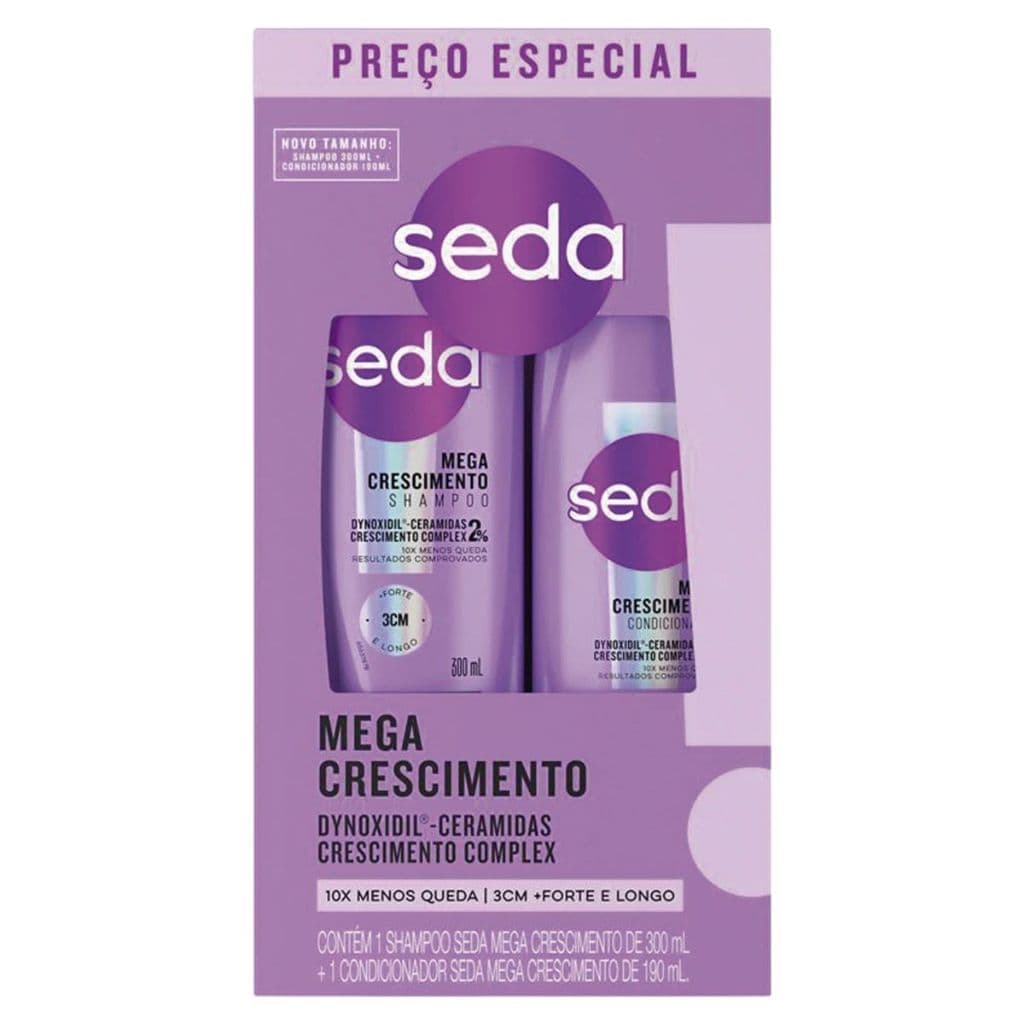 kit Seda Mega Crescimento Shampoo 300 ml + Condicionador 190 ml PREÇO ESPECIAL